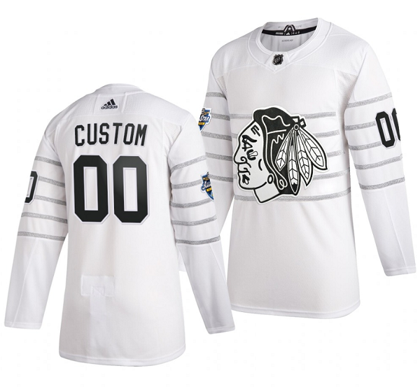 Men's White Chicago Blackhawks Custom 2020 All Star Stitched Jersey